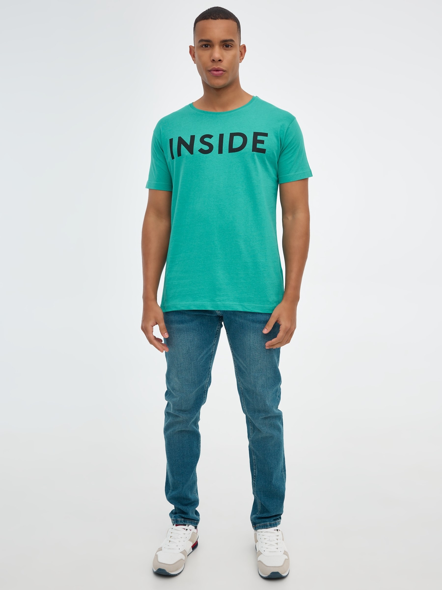 INSIDE basic T-shirt water green middle front view