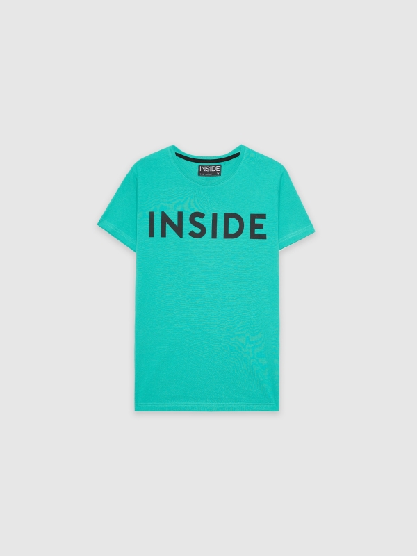  T-shirt básica "INSIDE verde água vista frontal