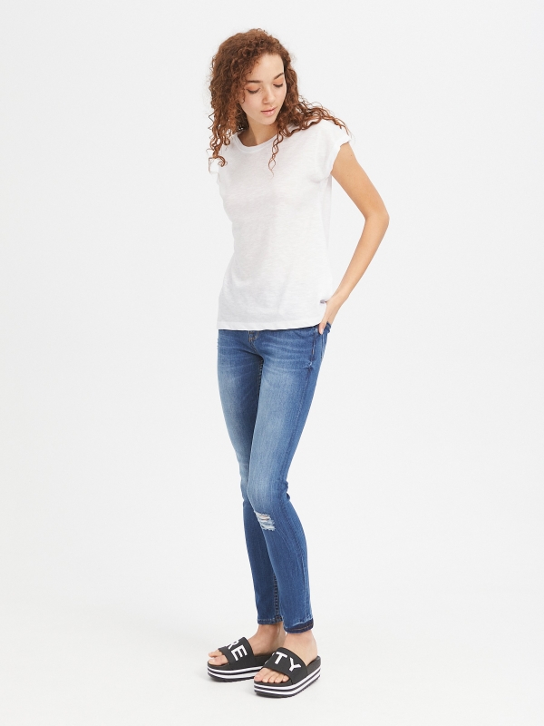 Back button shirt white front view