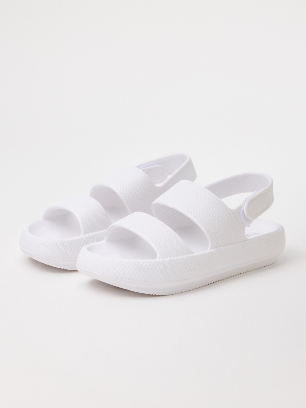 Platform strap sandals white lateral view