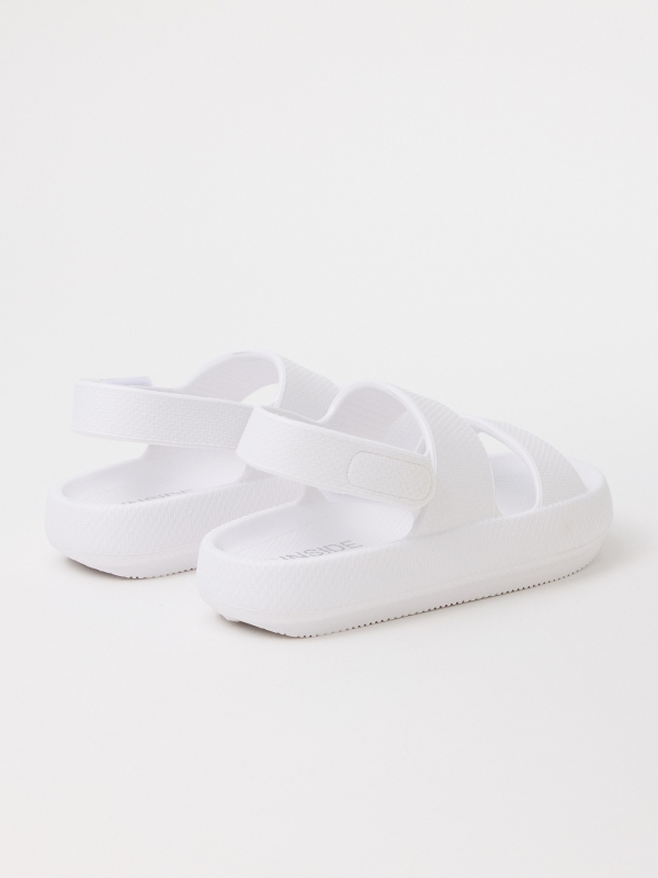 Platform strap sandals white 45º front view