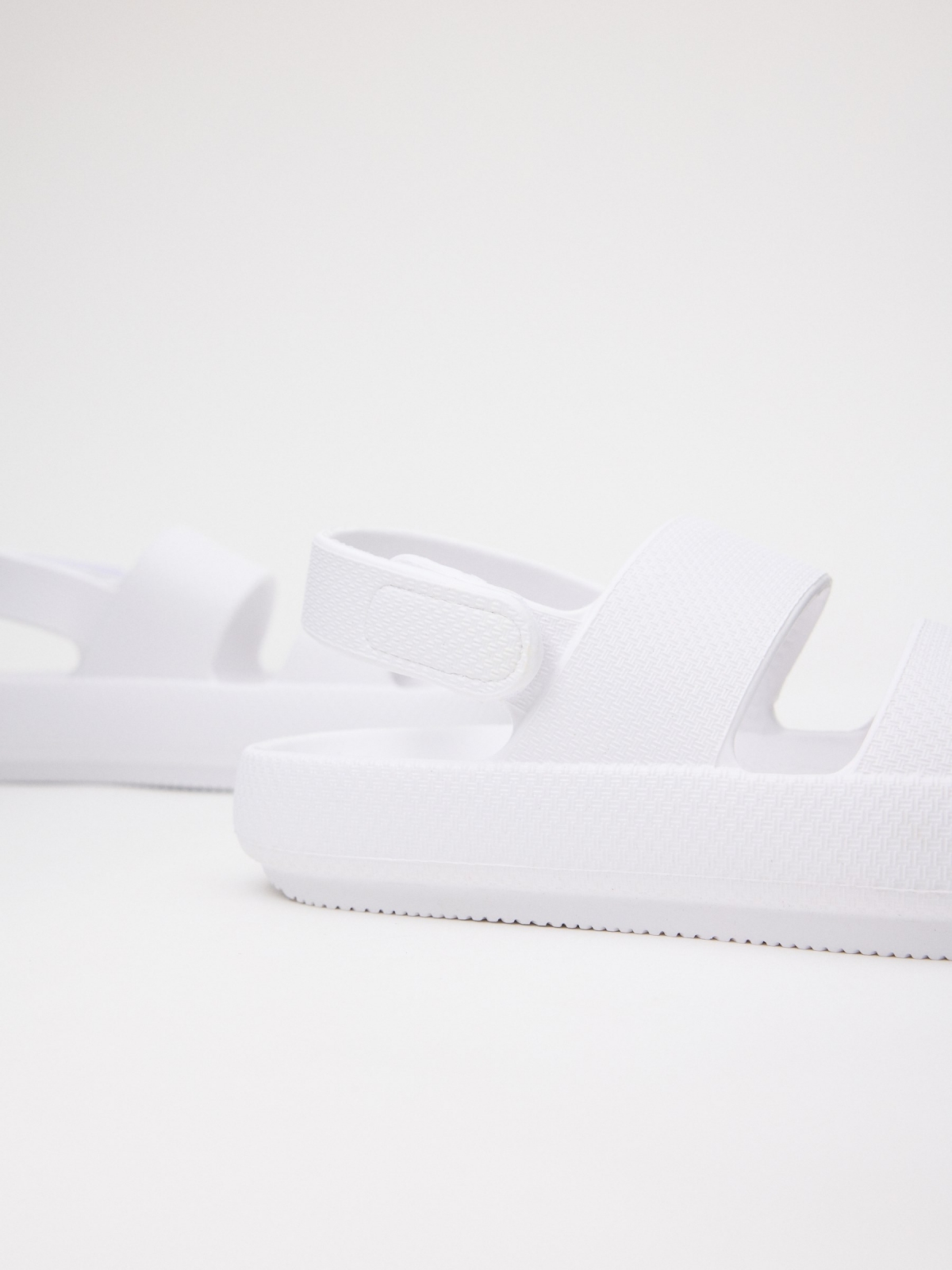Platform strap sandals white 45º back view