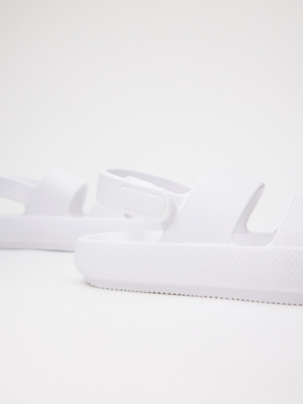Platform strap sandals white 45º back view