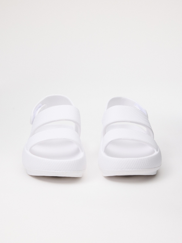 Platform strap sandals white detail view