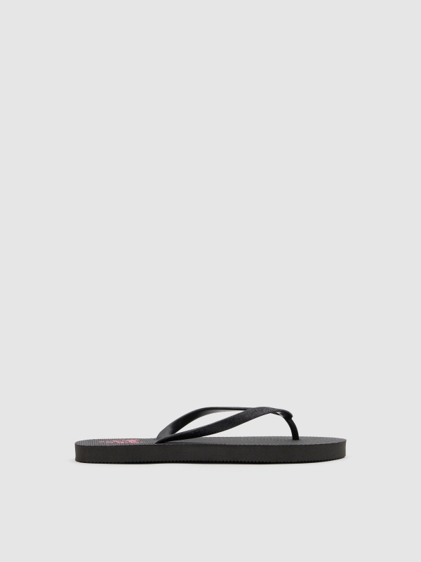 Black toe flip-flop black lateral view