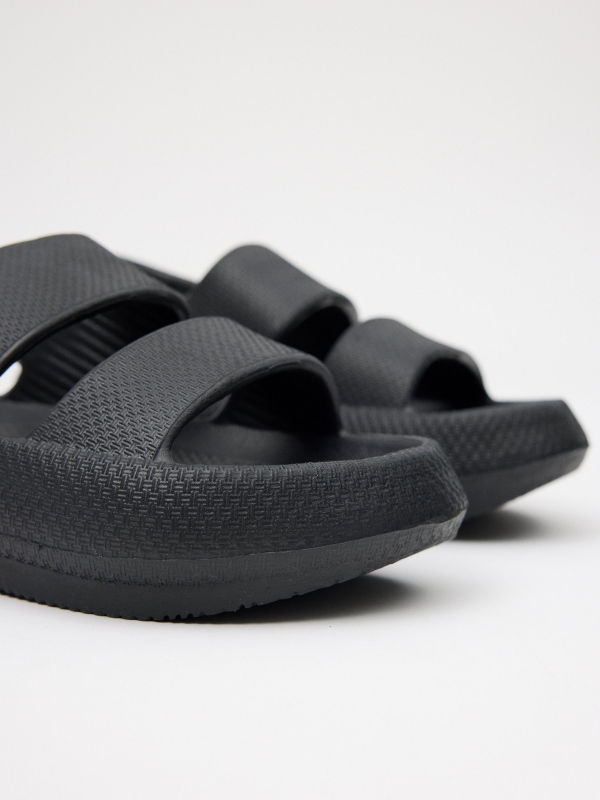 Black strap sandals black detail view