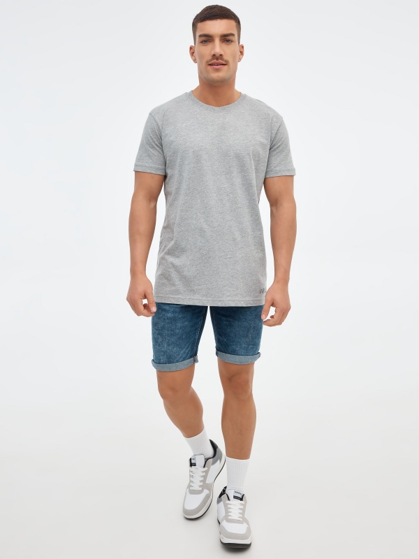Bermudas jeans azul azul vista geral frontal