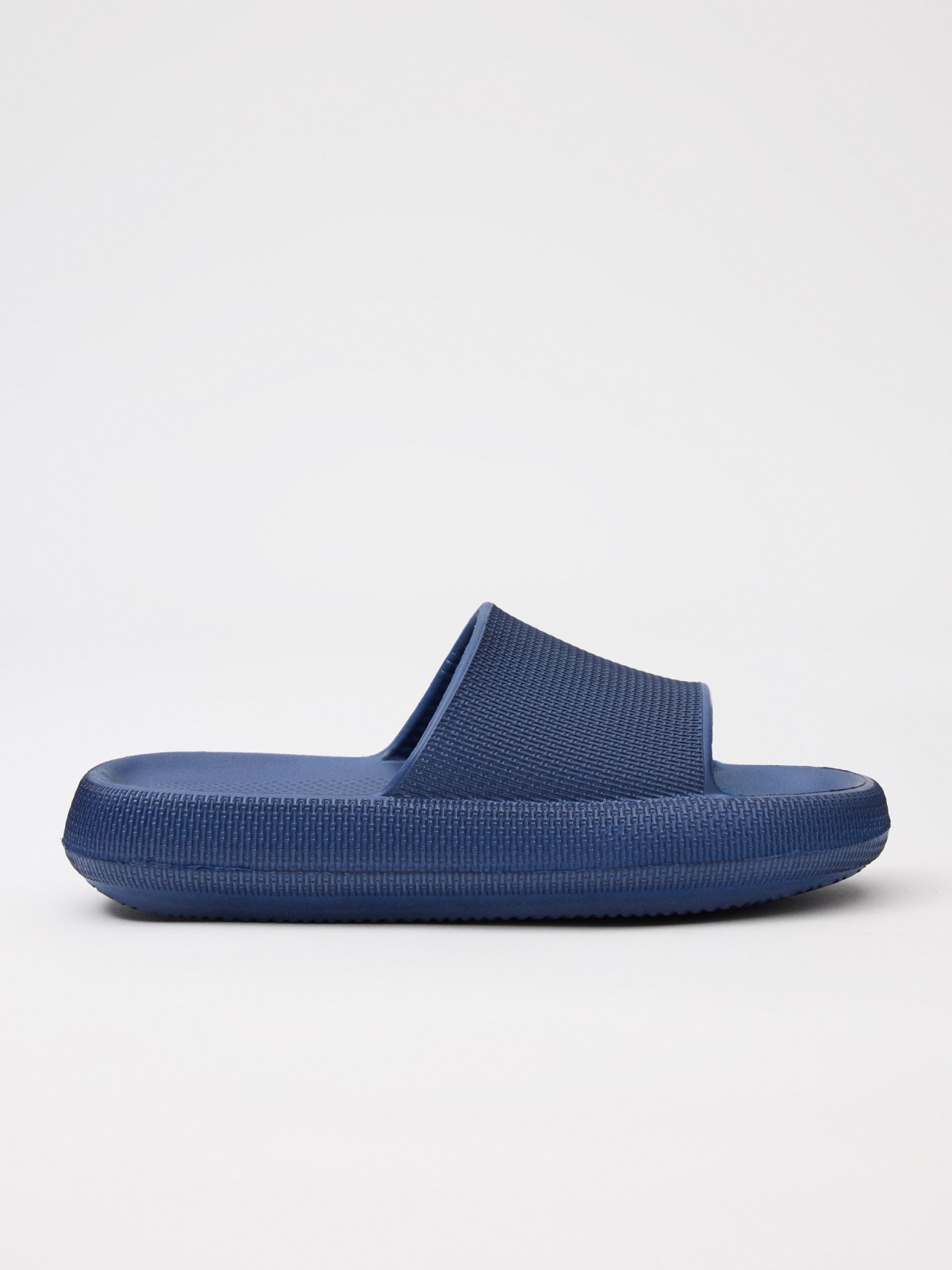 Blue flip-flops navy lateral view
