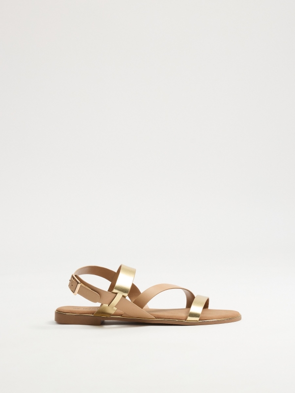 Golden strap sandals golden/silver profile view