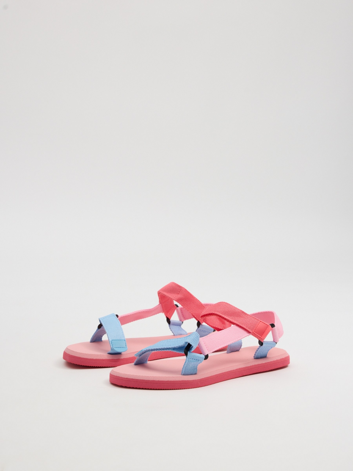 Two-tone jelly sandals multicolor 45º front view