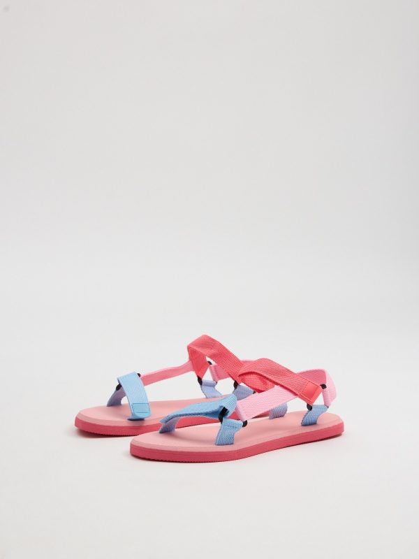 Two-tone jelly sandals multicolor 45º front view