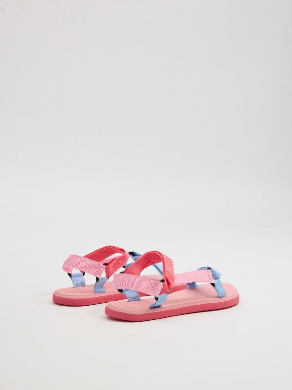 Two-tone jelly sandals multicolor 45º back view