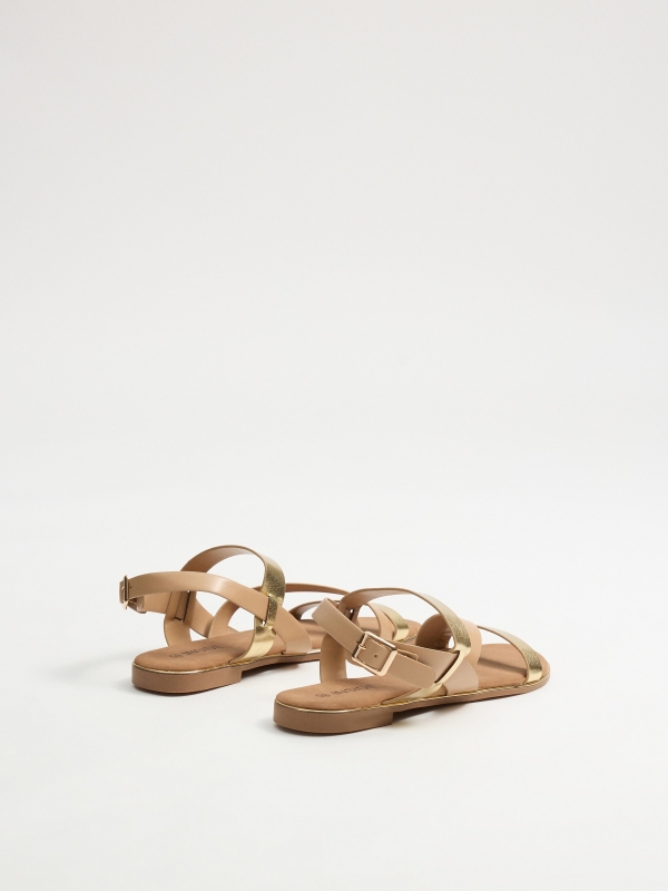 Golden strap sandals golden/silver 45º back view