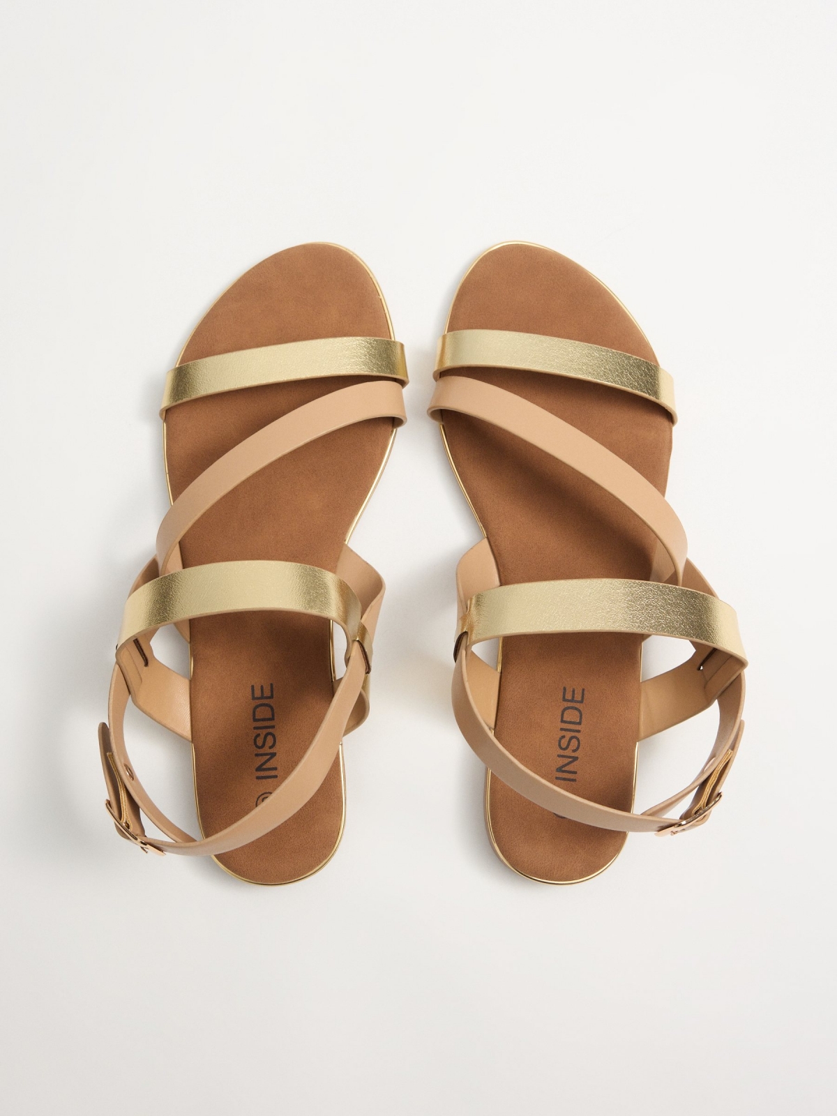 Golden strap sandals golden/silver zenithal view