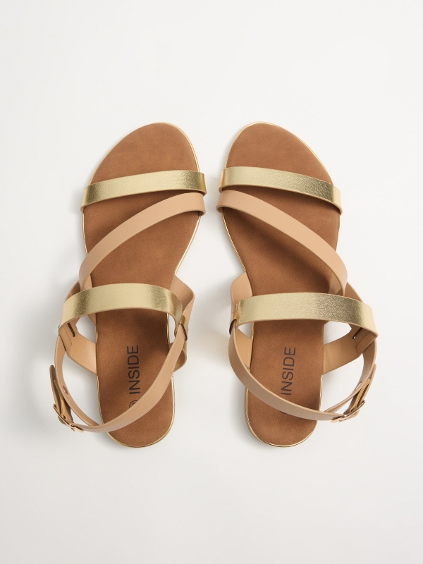 Golden strap sandals golden/silver zenithal view