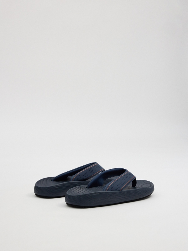 Chanclas dedo confort azul azul vista trasera 45º