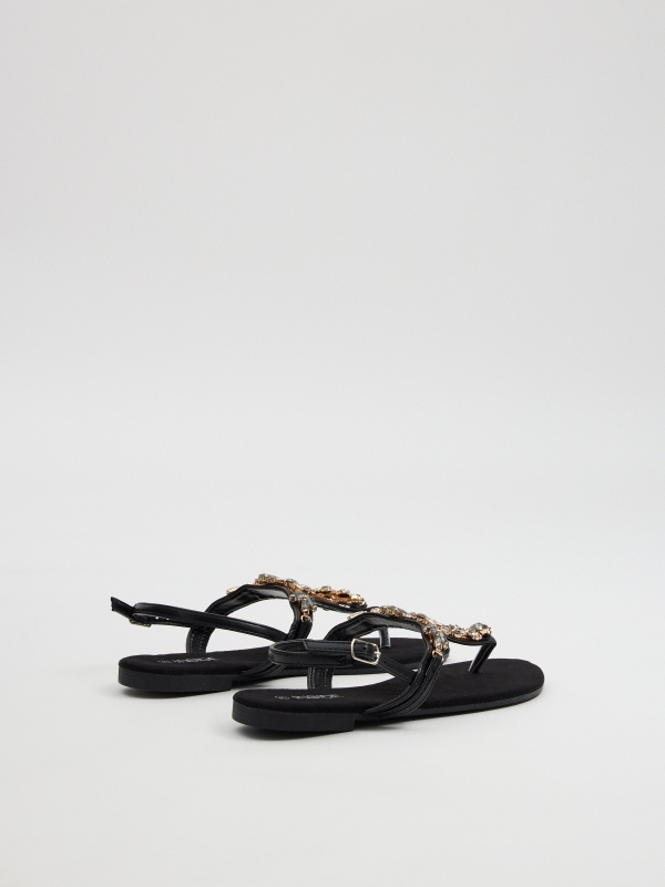 Toe sandals with glitter black 45º back view