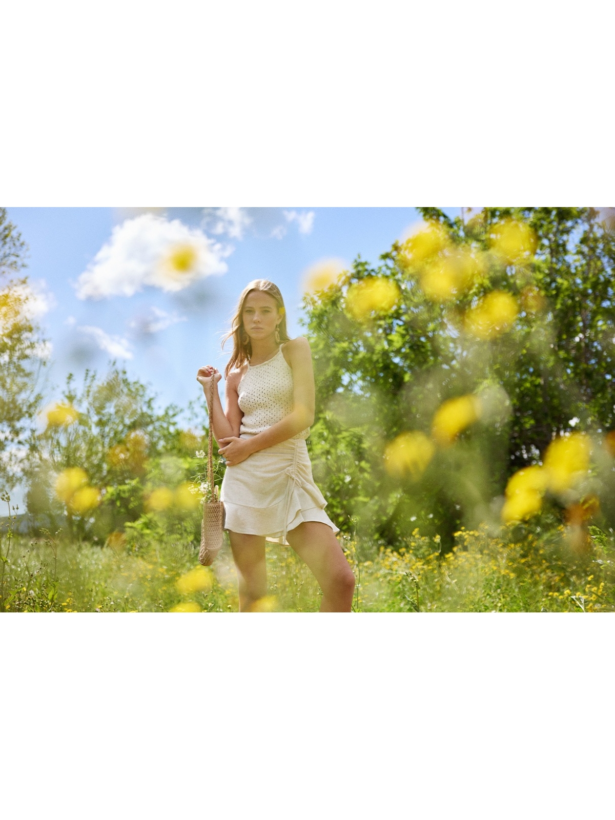 %NewExtra% Falda pantalón volante beige