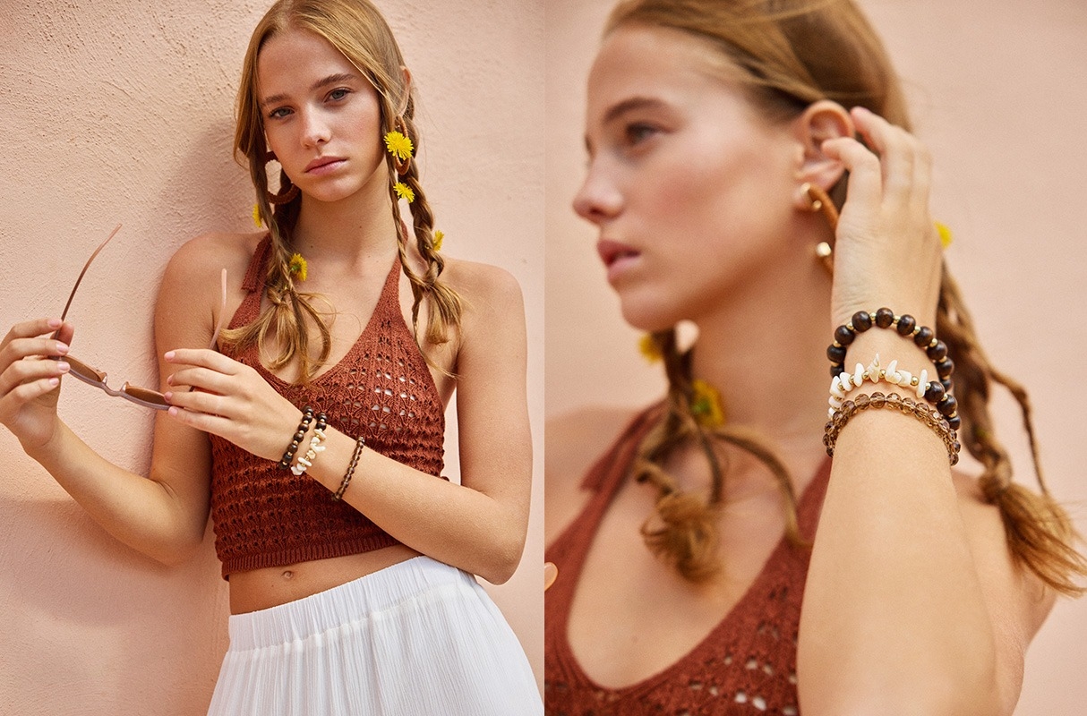 Conjunto de 3 pulseiras de contas multicolorido vista geral