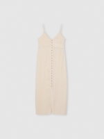 %Pto% Vestido midi lino beige beige vista frontal