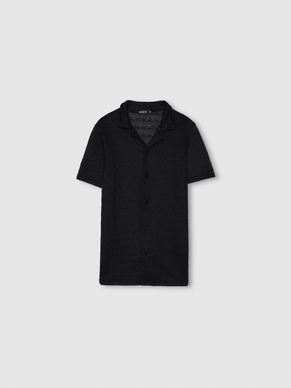  Crop ruffle top black front view