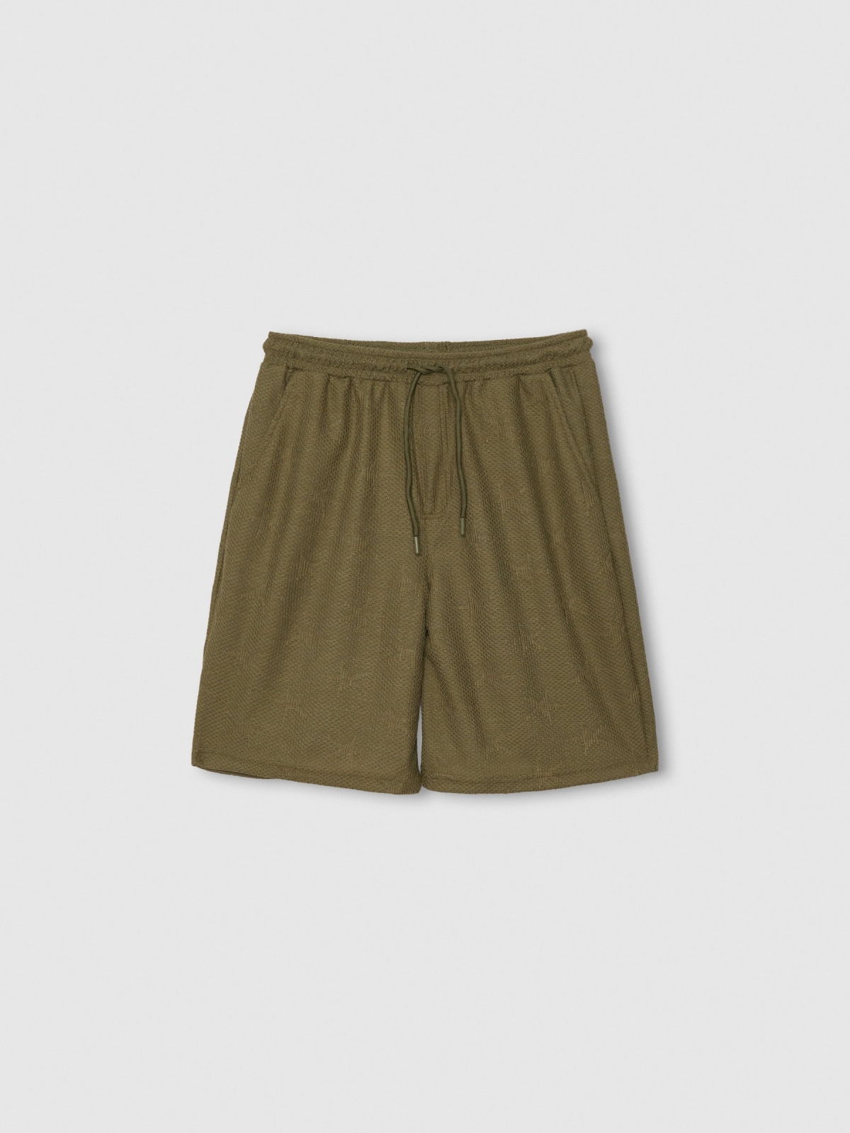  Bermuda jogger in textured fabric green detail view