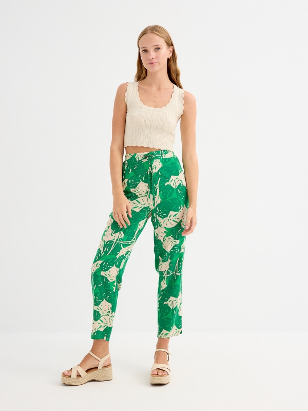 Pantalón jogger tropical esmeralda vista general frontal