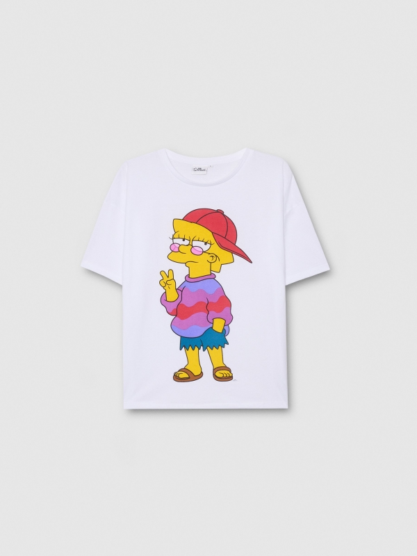  Camisa manga curta rústica bege branco vista frontal