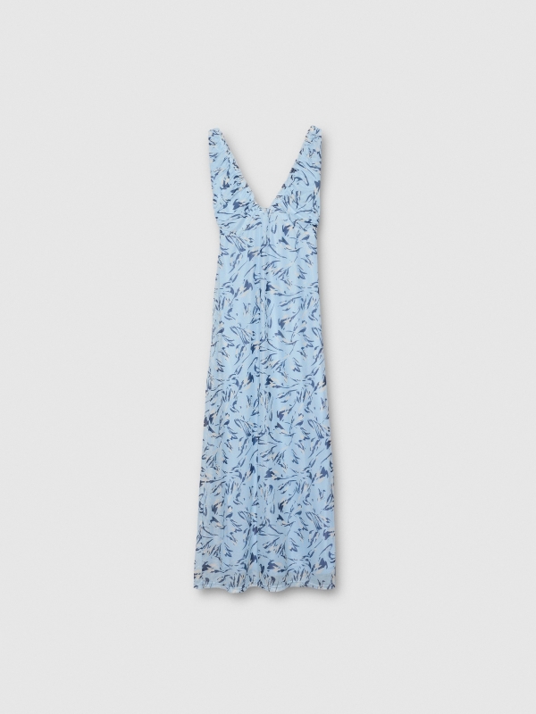  Vestido midi  floral teja azul claro vista frontal