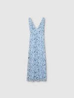 %Pto% Vestido midi  floral teja azul claro vista frontal