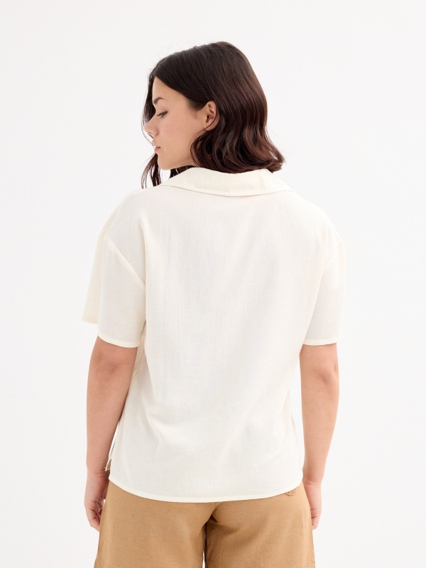 Beige rustic short-sleeve shirt beige middle back view