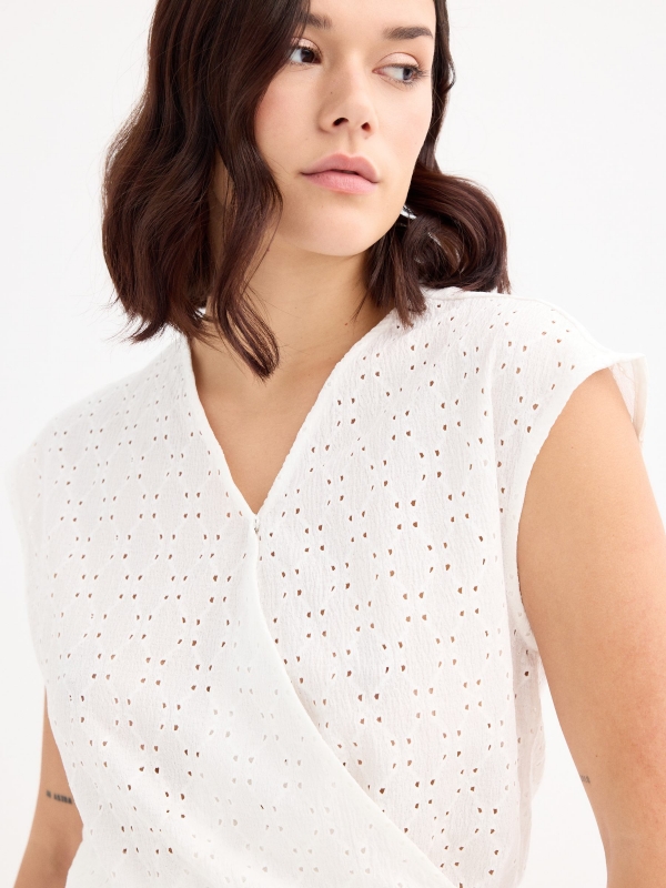 White short Swiss embroidered monkey white