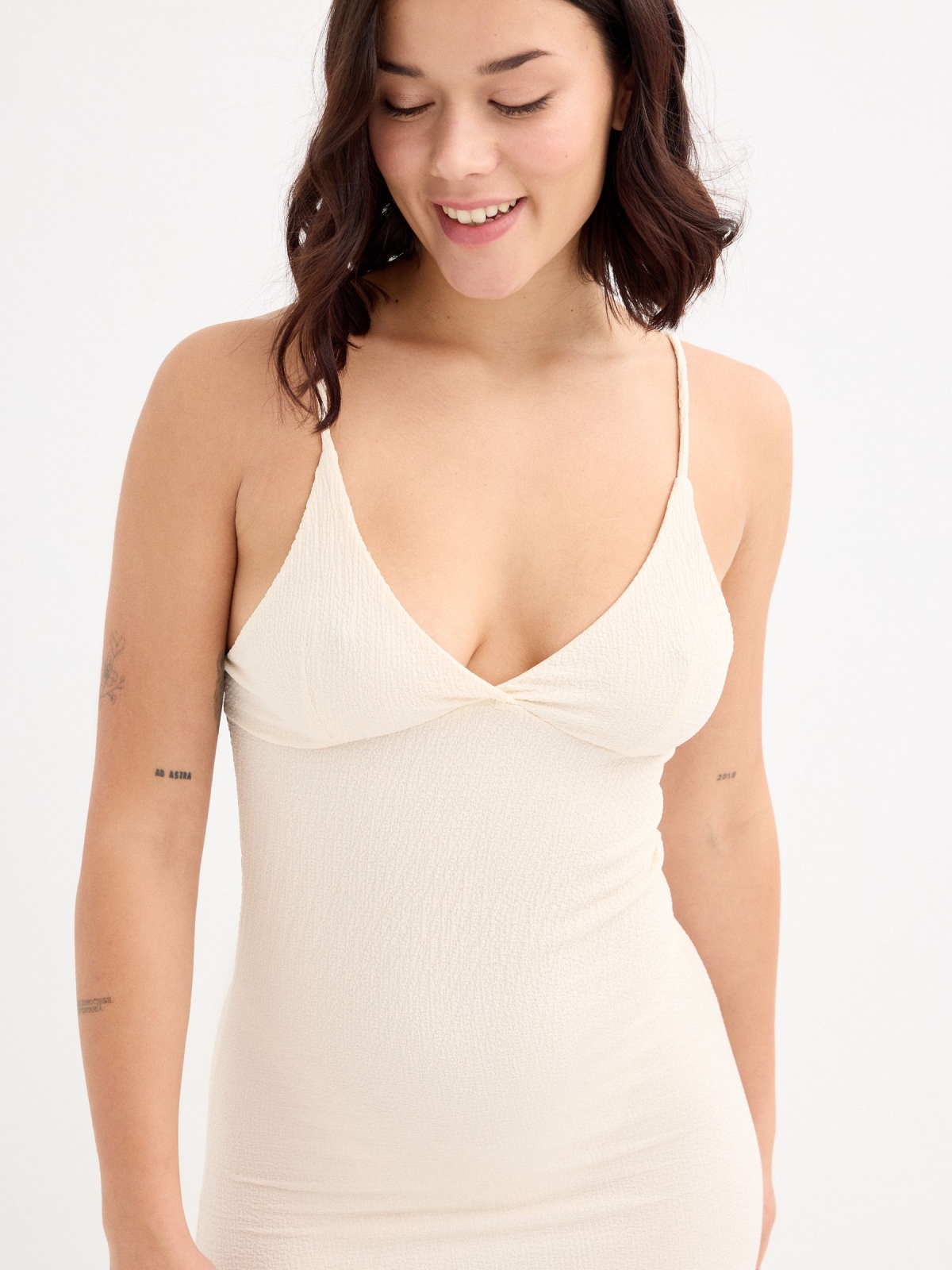  Sand-colored strappy midi dress sand
