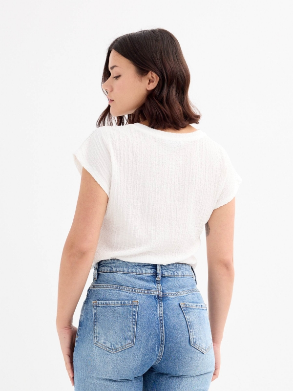 Camiseta textura blanca blanco vista media trasera