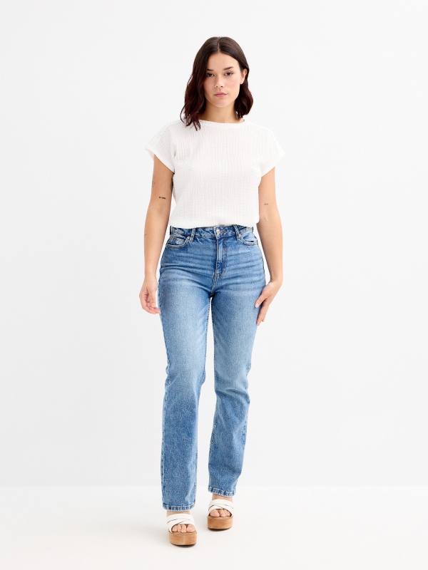Camiseta textura branca branco vista geral frontal