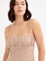 %Pto% Vestido mini bordado taupe