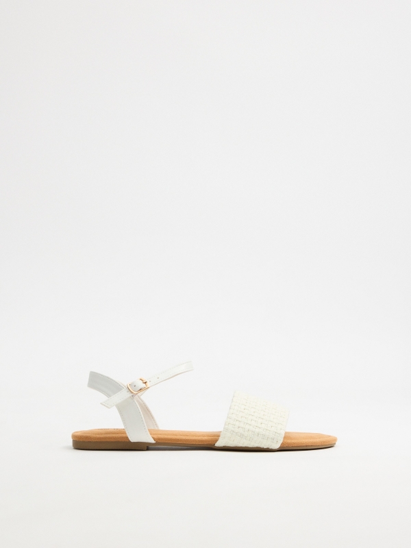 Off-white braided flat sandal off white profile view