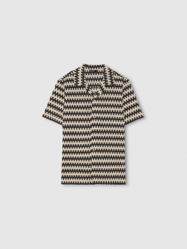 Rustic short-sleeve shirt black detail view