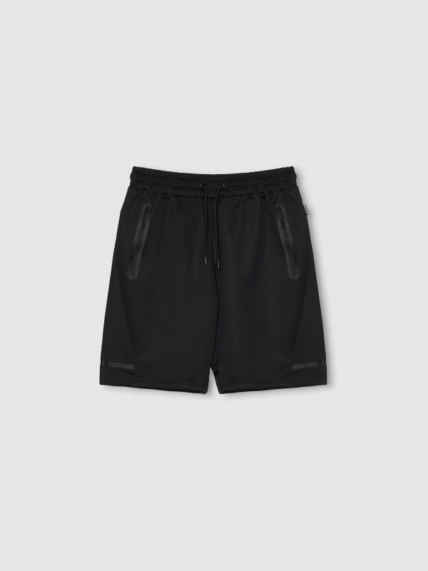 Black sports Bermuda jogger black front view