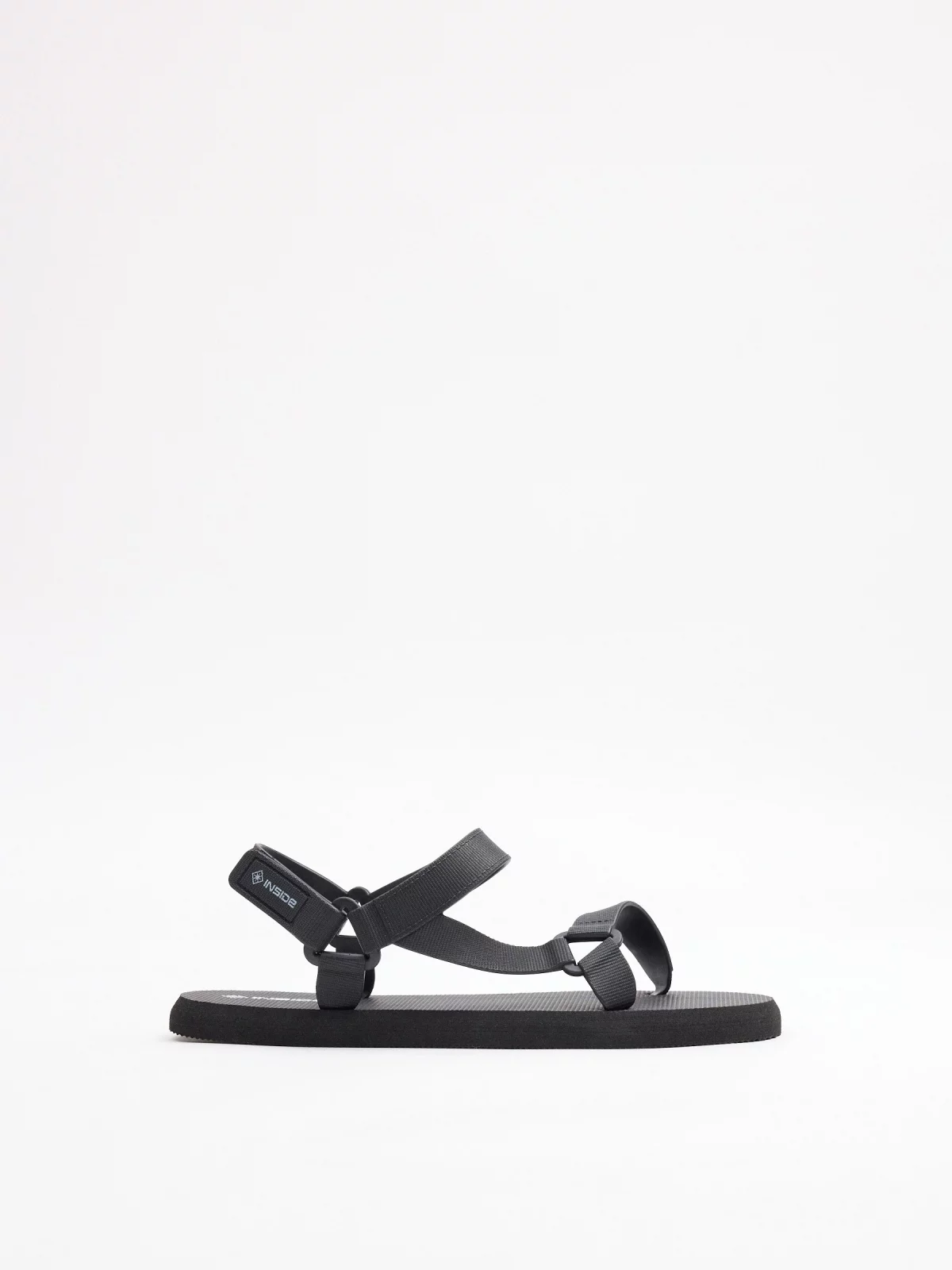 Sandalia tiras velcro negro vista perfil
