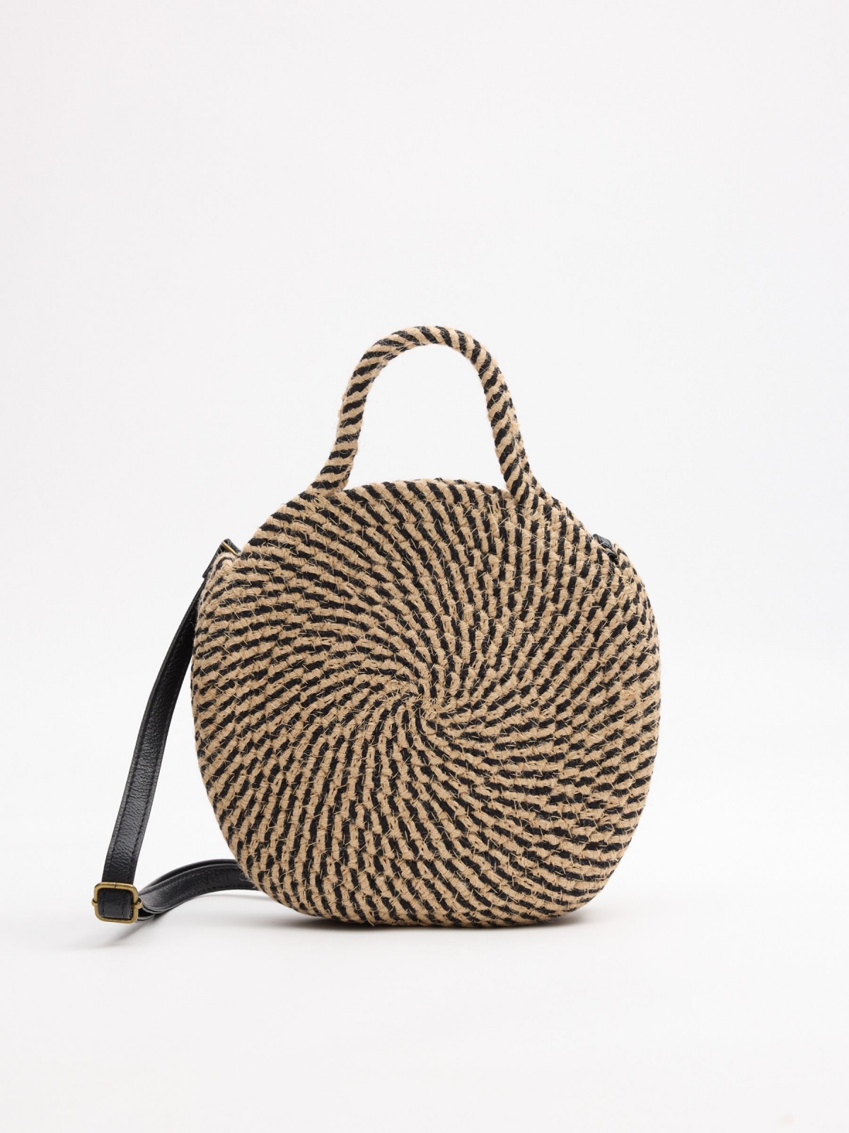 Bolsa redonda bicolor preto vista geral frontal