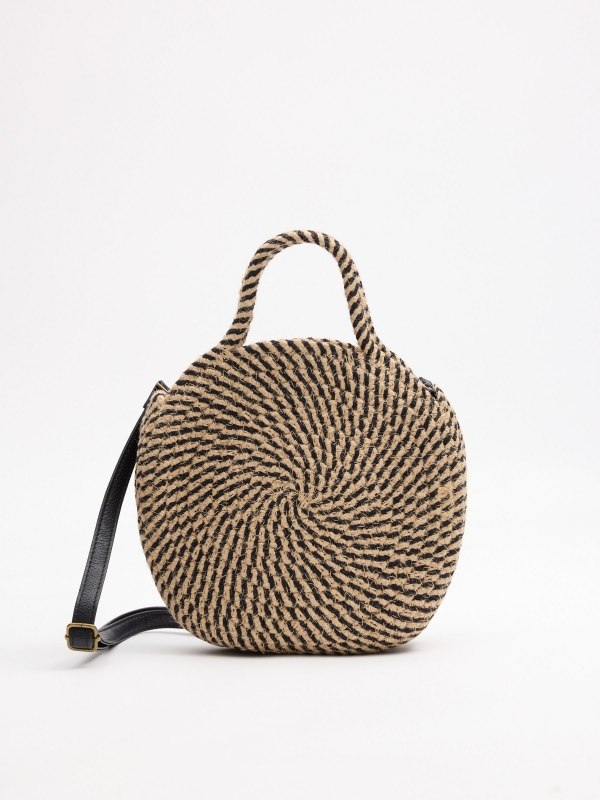 Bolsa redonda bicolor preto vista geral frontal