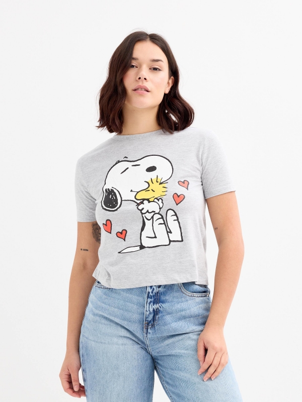 Short sleeve Snoopy t-shirt medium melange middle front view