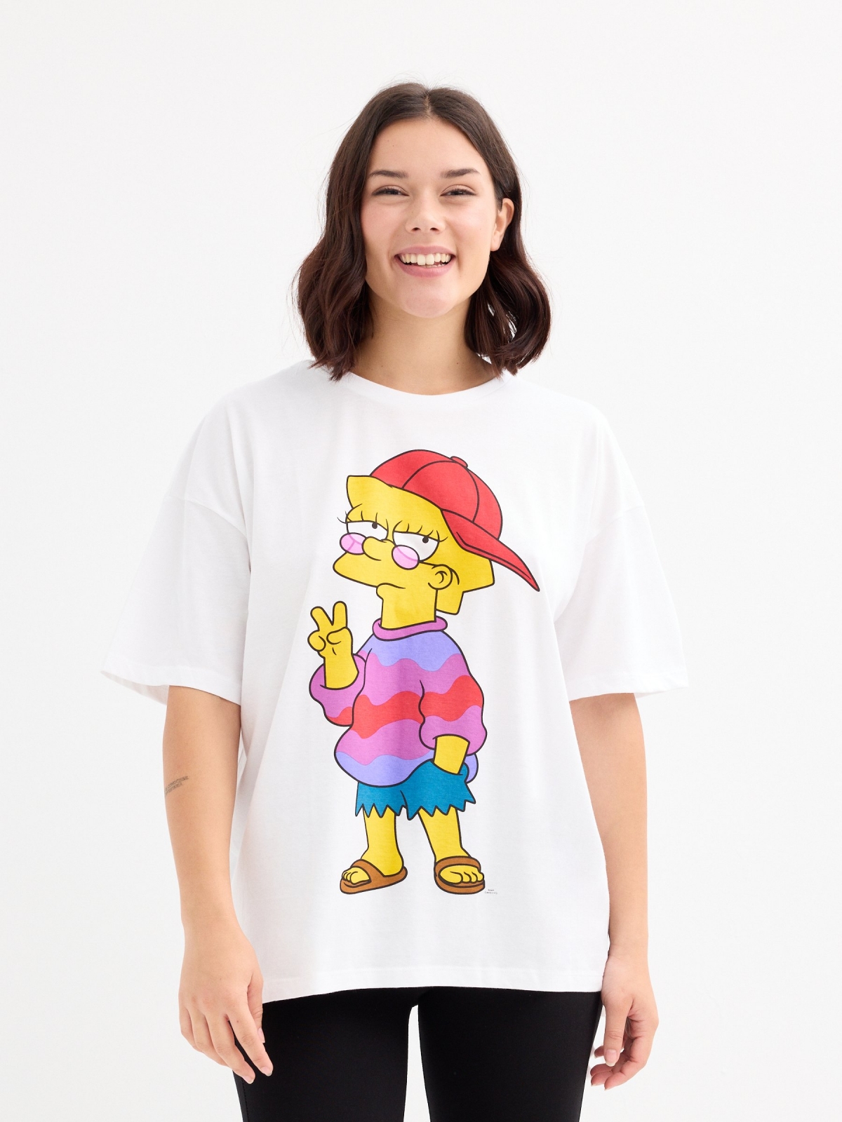 Lisa Simpson short sleeve t-shirt white middle front view