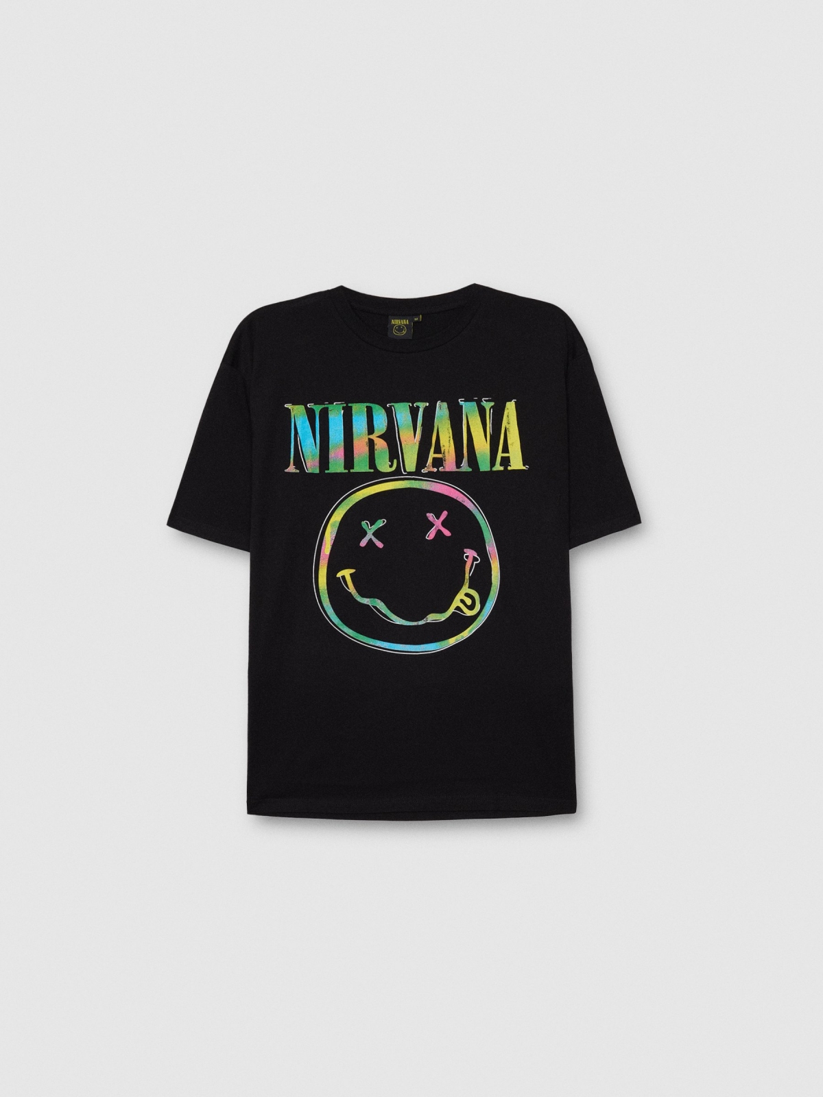 Camiseta Nirvana multicolor negro vista detalle