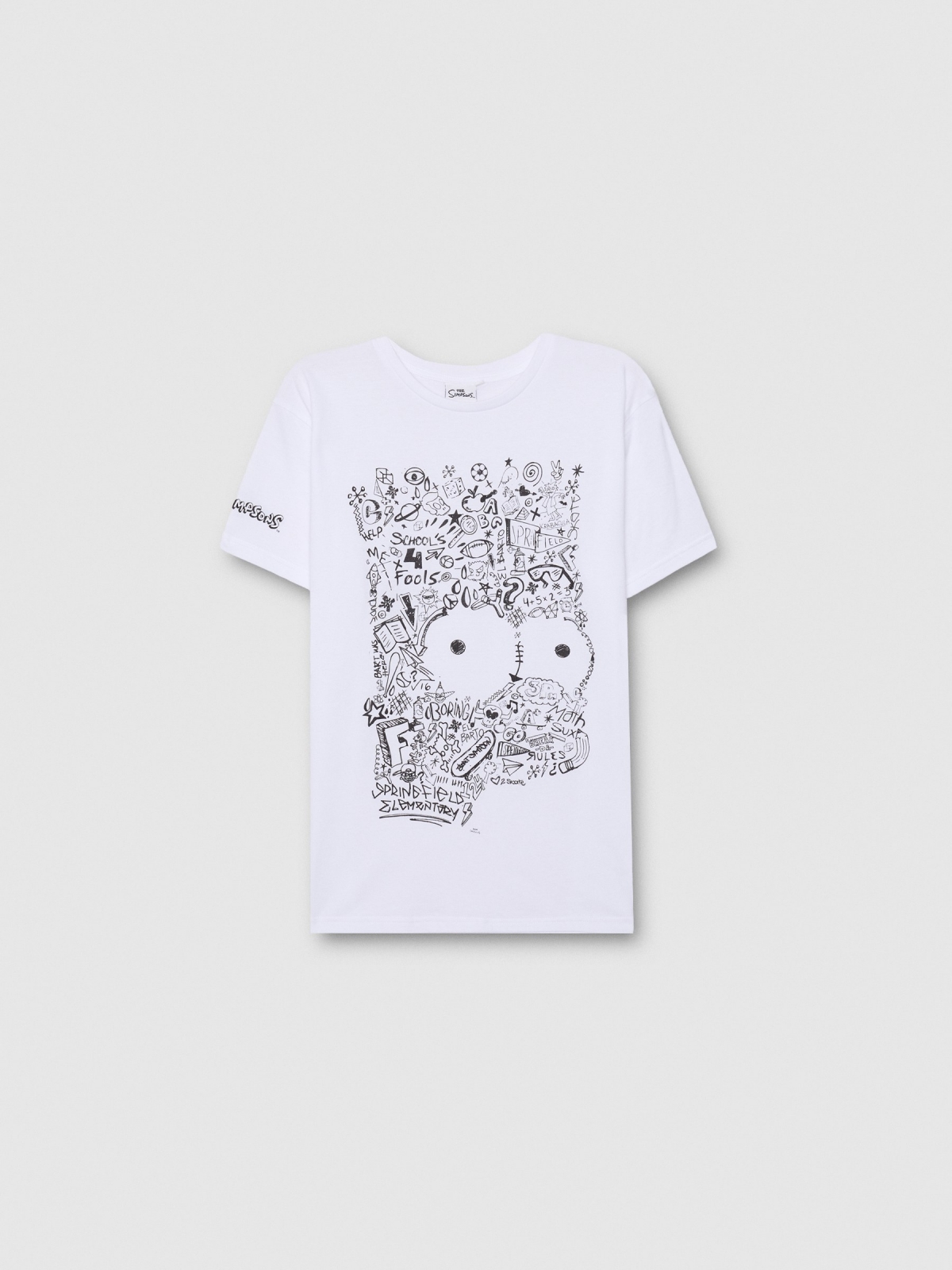 Camiseta de manga curta Os Simpsons branco vista detalhe