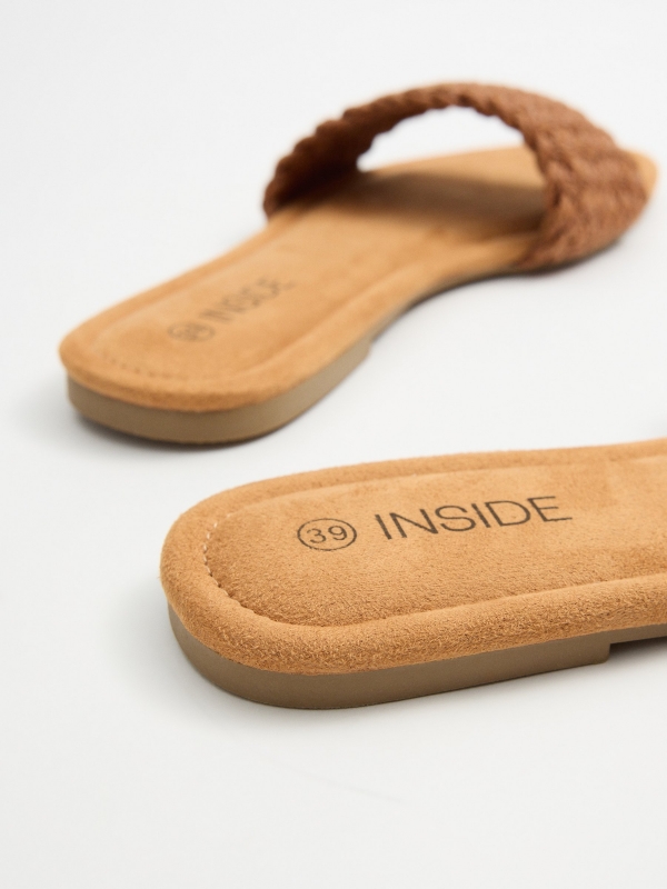 Brown braided sandal light brown detail view