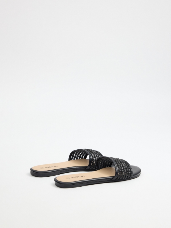 Flat mesh sandal black 45º back view