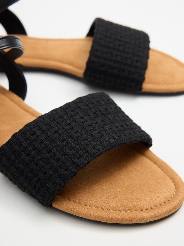 Black braided flat sandal black zenithal view