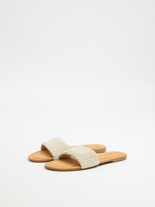 Off-white braided sandal off white 45º front view